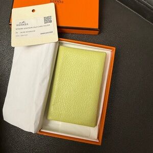Hermes calvi cardholder Chevre Janue Bourgeon Sold